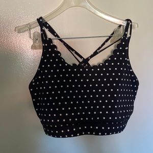 Kate Spade polka dot sports bra w scallop trim